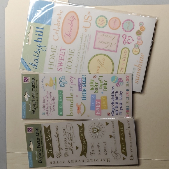 5/$25 Rub On Transfers Card Making Baby Love Congrats Friendship - Picture 4 of 4